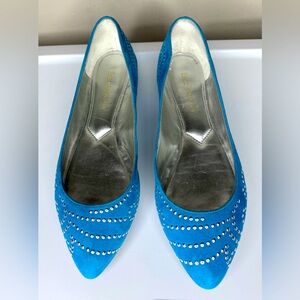 Enzo blue suede with silver studs flats